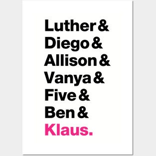 Umbrella Academy Names - Pink Klaus Posters and Art